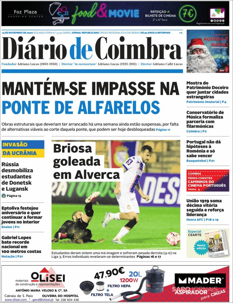 Portada de Diário de Coimbra (Portugal)