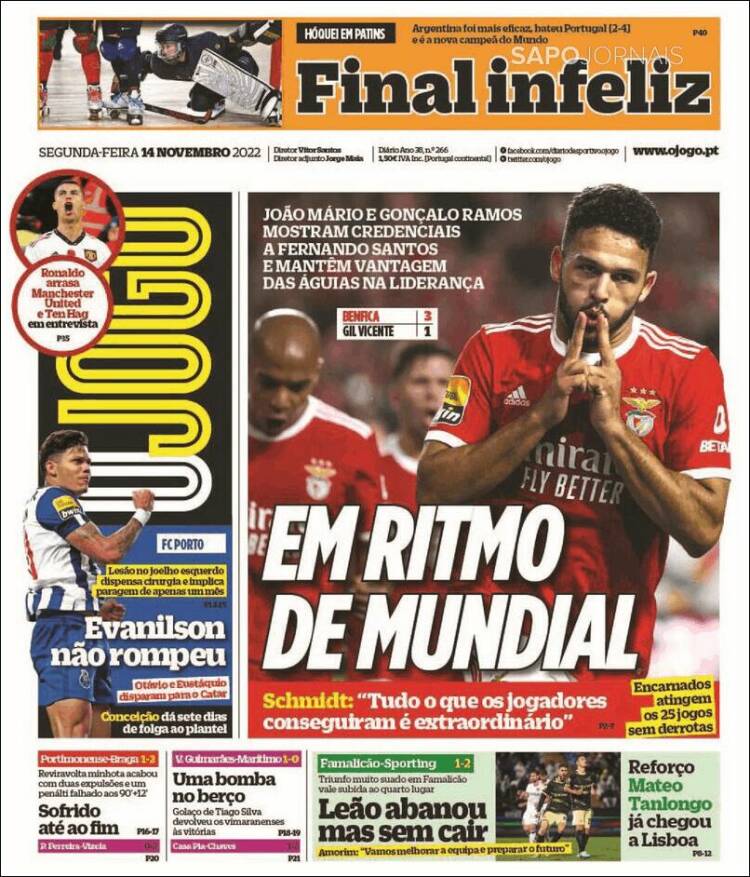 Portada de O Jogo (Portugal)