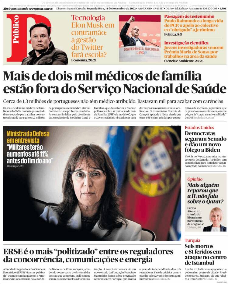 Portada de Público (Portugal)