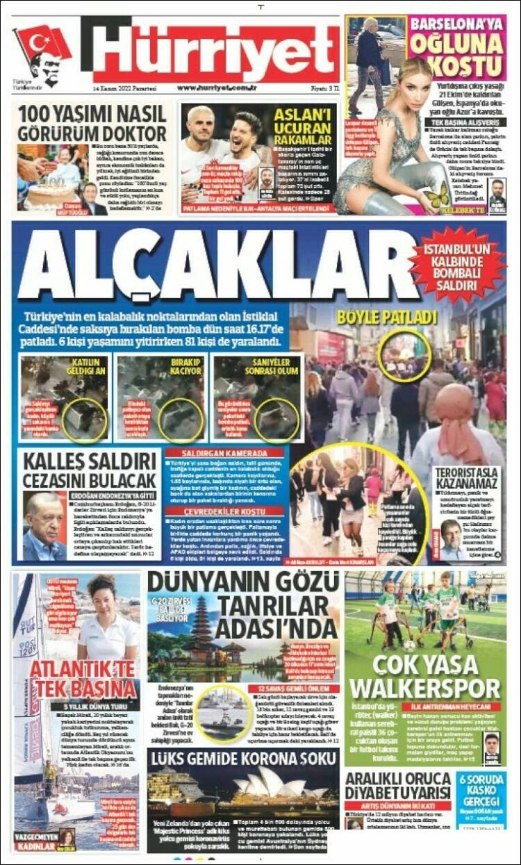 Portada de Hürriyet (Turqu&iacute;a)