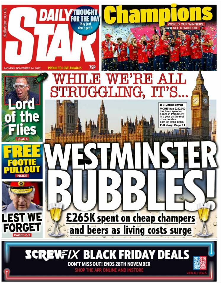 Portada de Daily Star (Reino Unido)