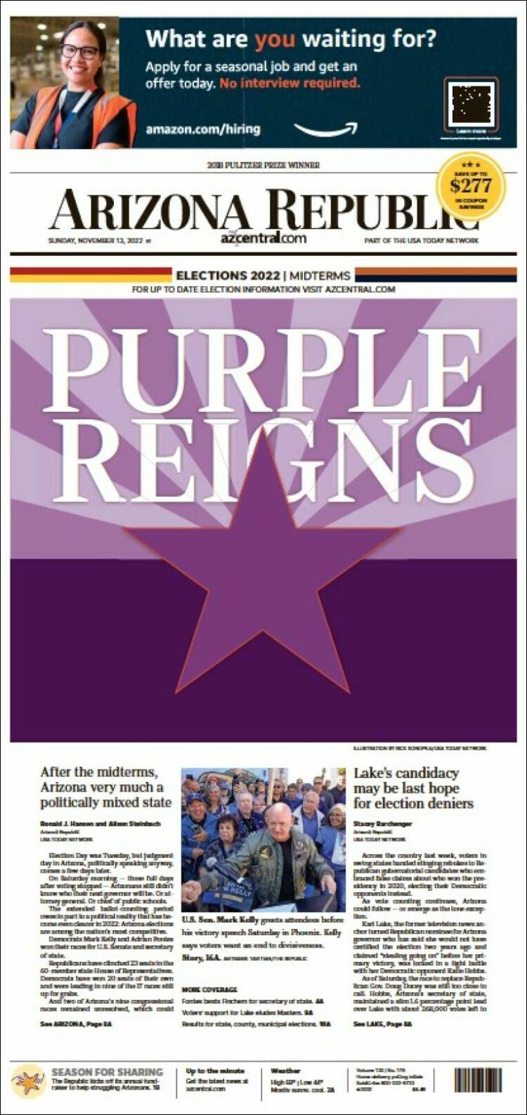 Portada de Arizona Republic News (USA)