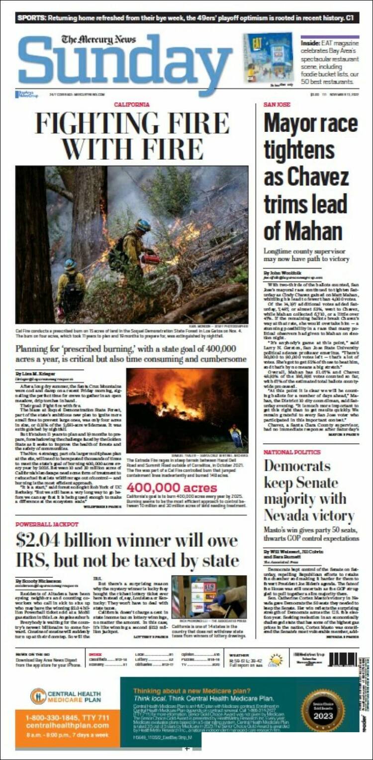 Portada de San Jose Mercury News (USA)