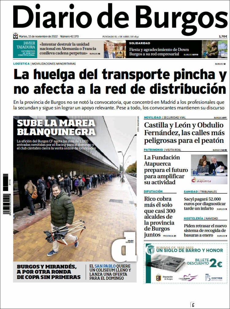 Portada de Diario de Burgos (España)