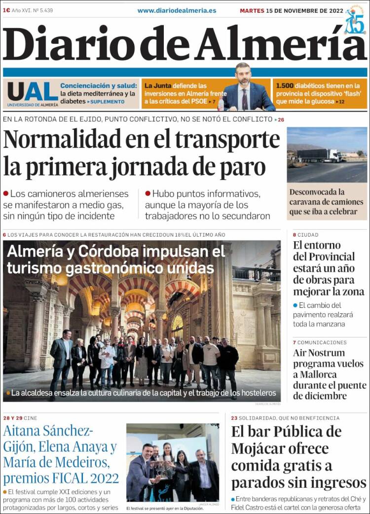 Portada de Diario de Almería (España)