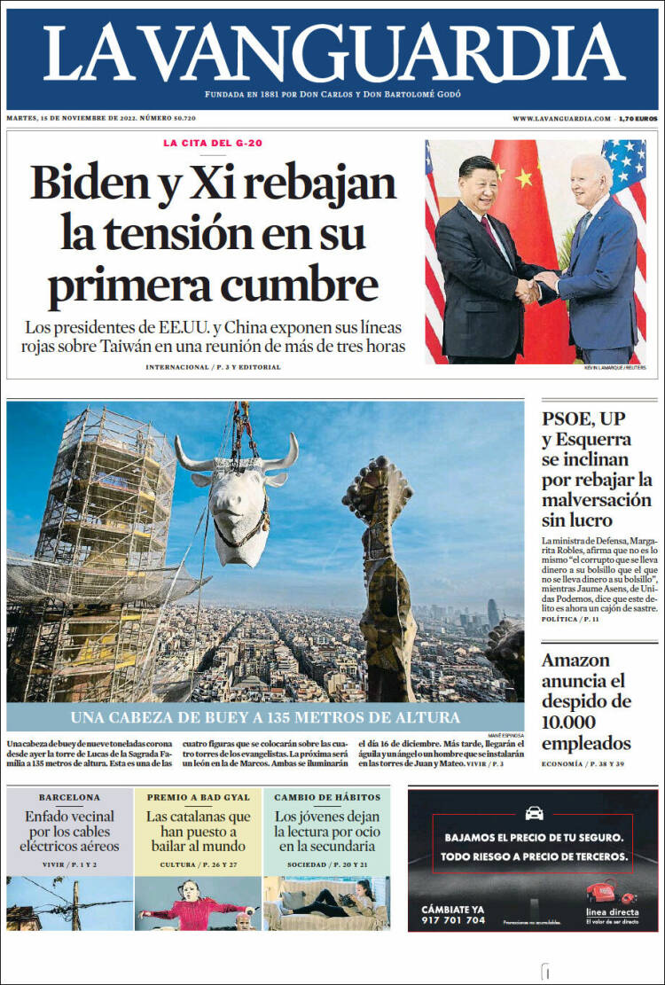 Portada de La Vanguardia (España)