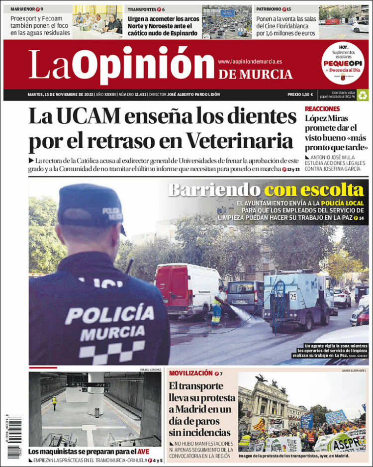 Portada de La Opinión de Murcia (España)