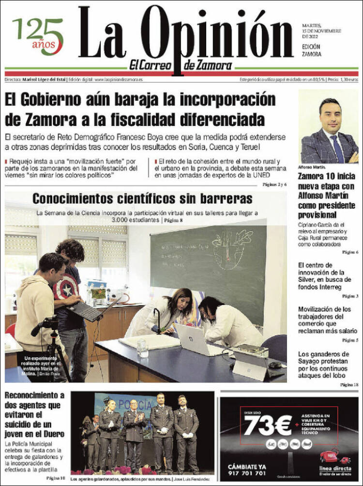 Portada de La Opinión - El Correo de Zamora (España)