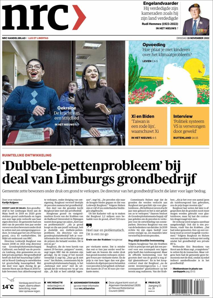 Portada de NRC Handelsblad (Netherlands)