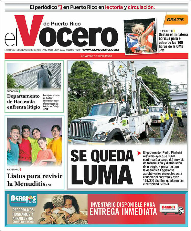 Newspaper Vocero (Puerto Rico). Newspapers In Puerto Rico. Tuesday's ...