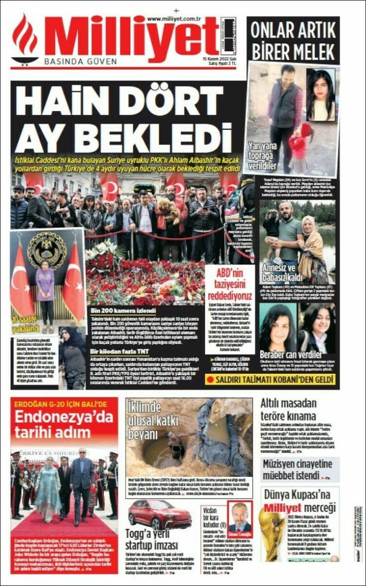 Portada de Milliyet (Turqu&iacute;a)