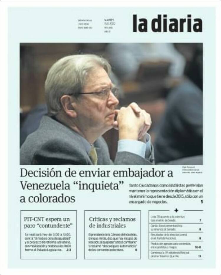 Portada de La Diaria (Uruguay)