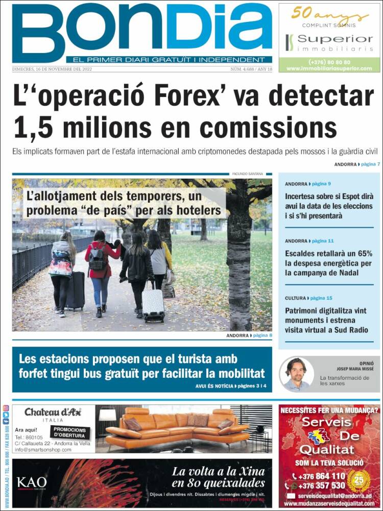 Portada de Diari Bondia (Andorra)