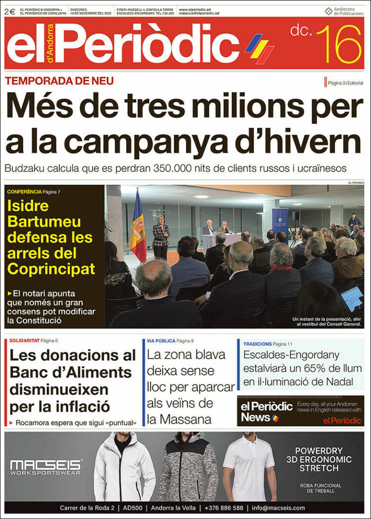 Portada de El Periòdic d'Andorra (Andorra)