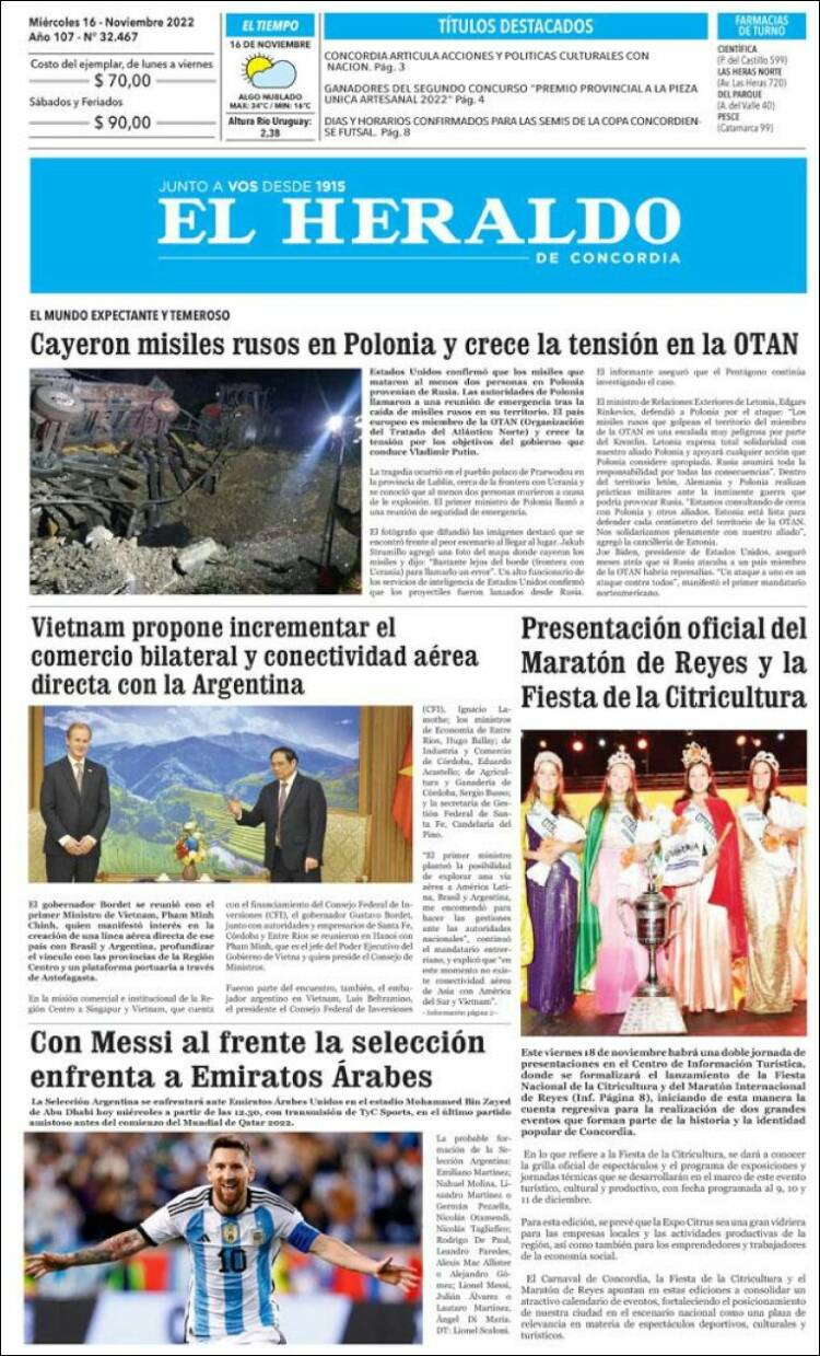 Portada de El Heraldo de Concordia (Argentina)