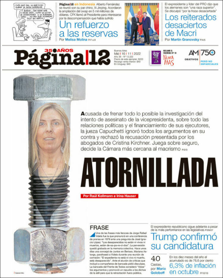 Portada de Página/12 (Argentina)