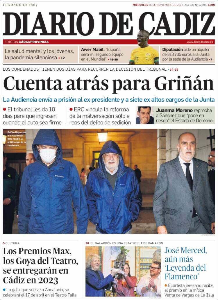 Portada de Diario de Cádiz (Spain)