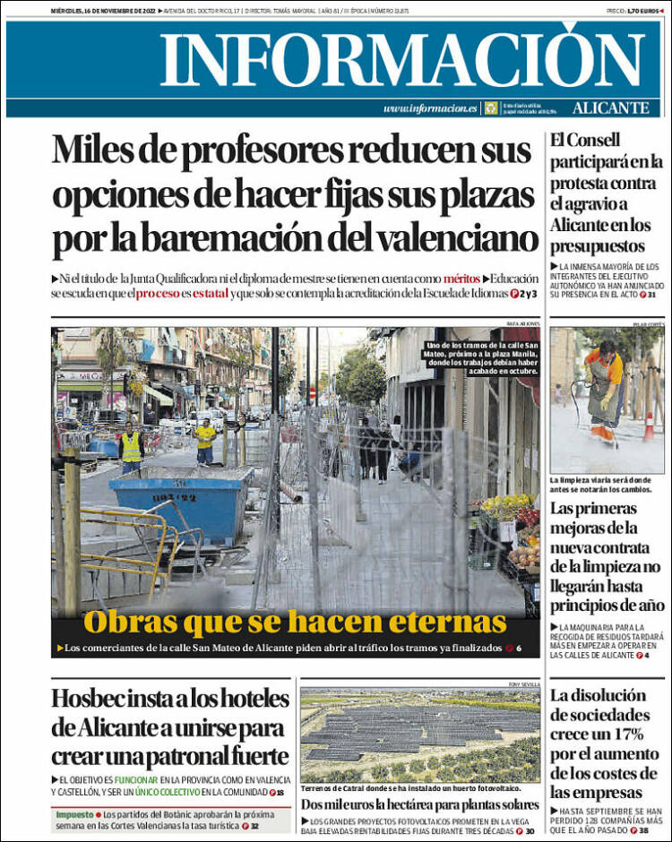 Portada de Diario Información (España)