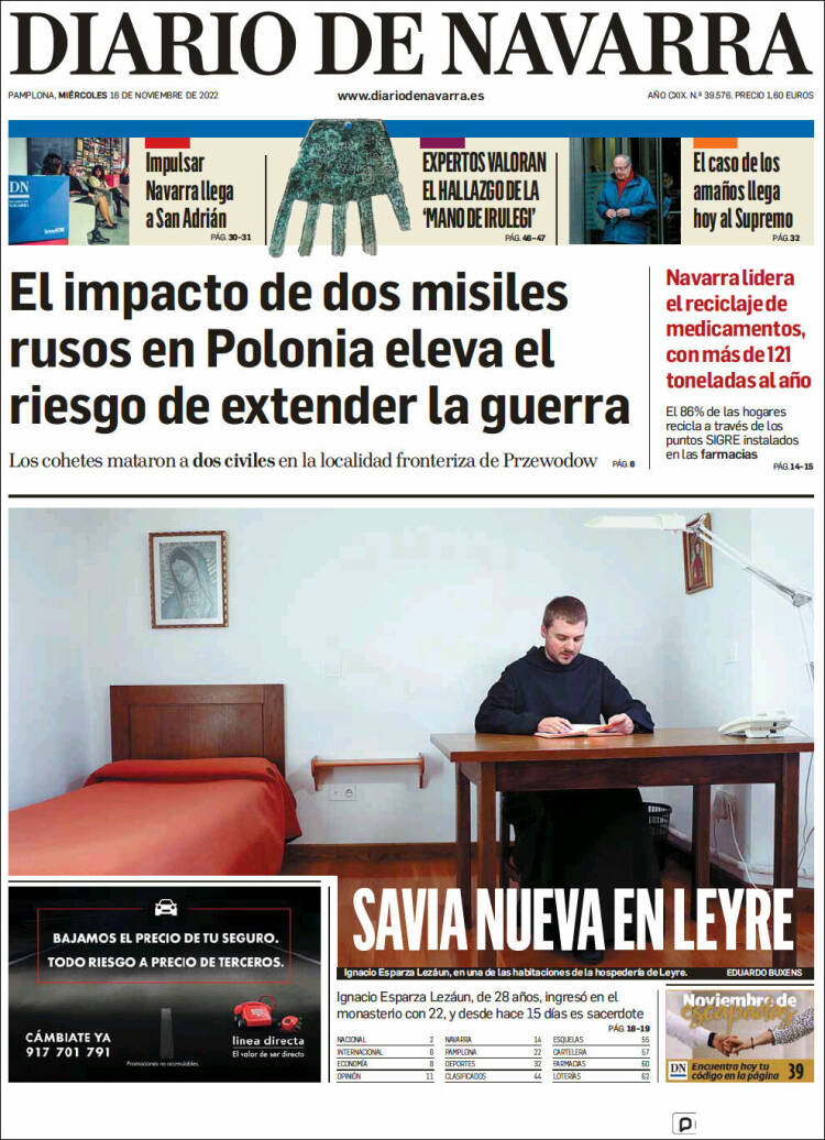 Portada de Diario de Navarra (España)