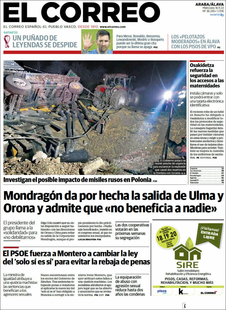 Portada de El Correo - Álava (España)