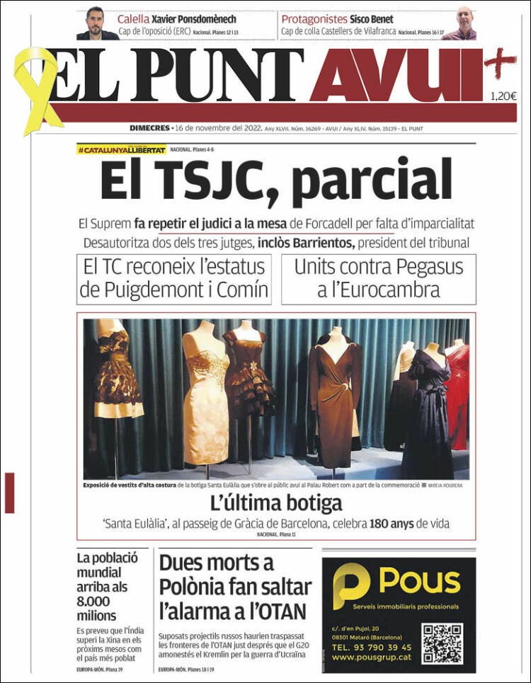 Portada de El Punt Avui (España)