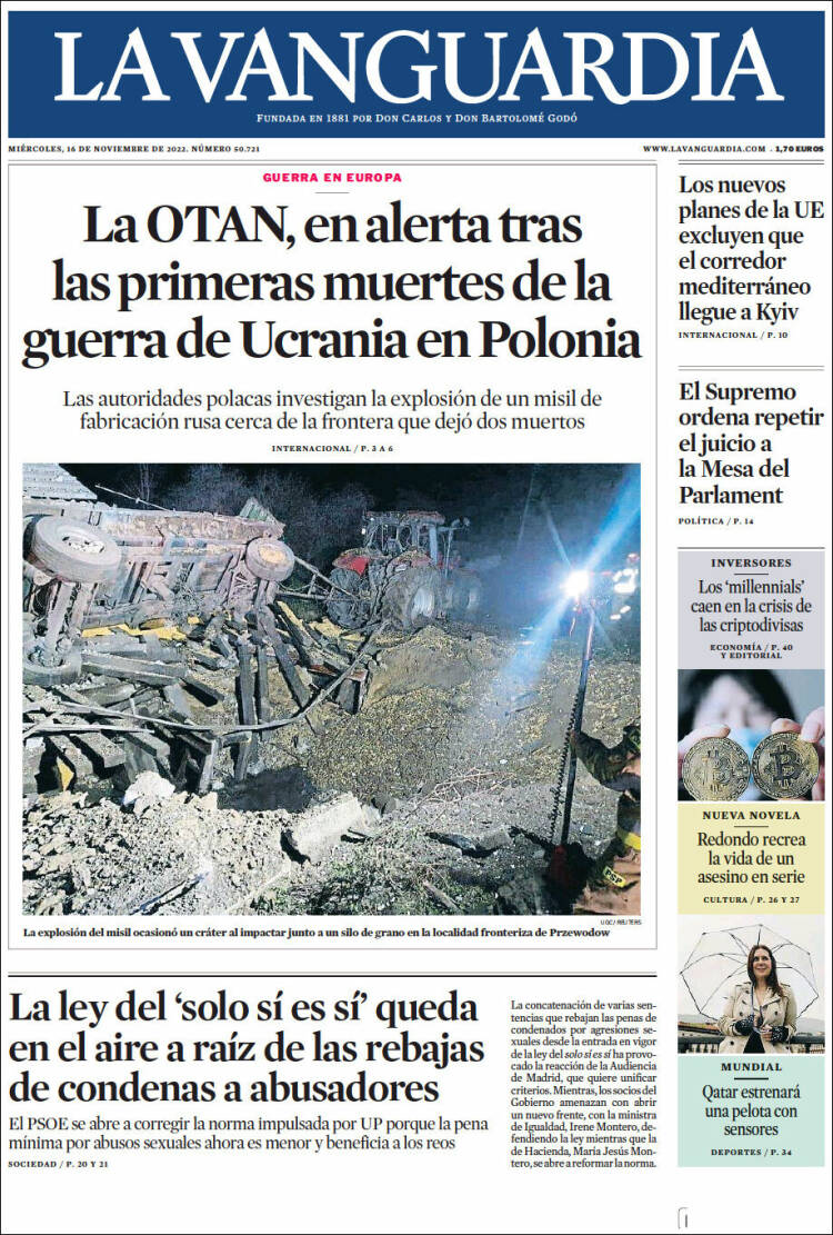 Portada de La Vanguardia (España)