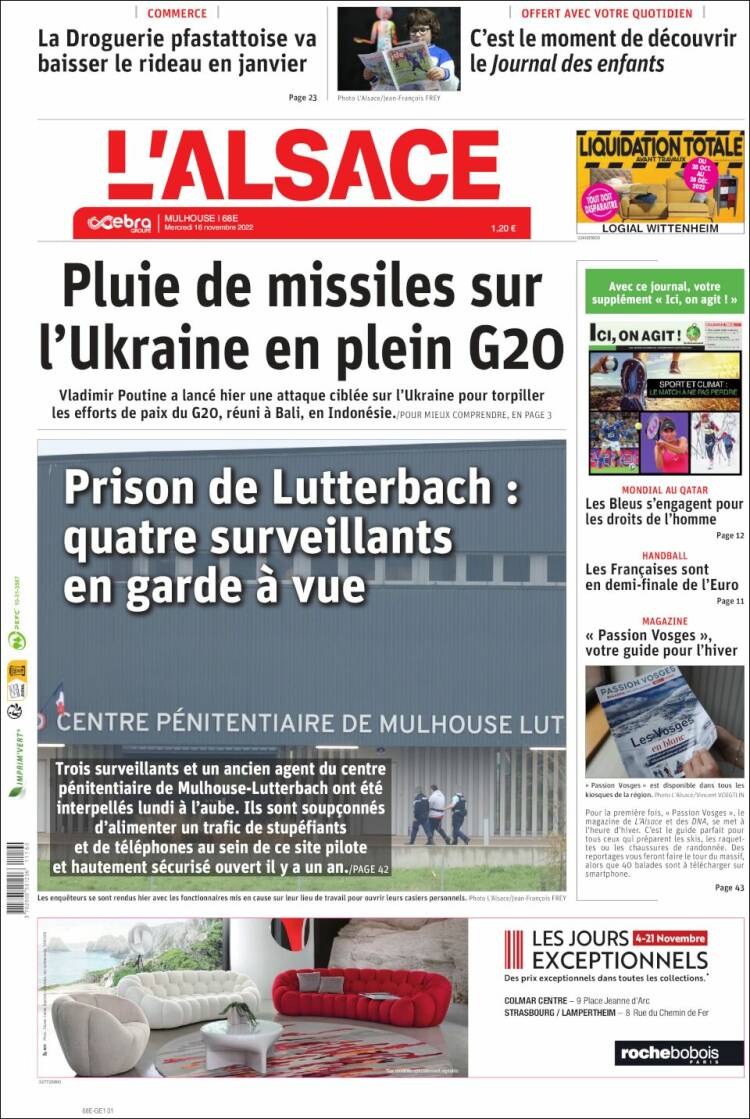 Portada de Journal L'Alsace (Francia)