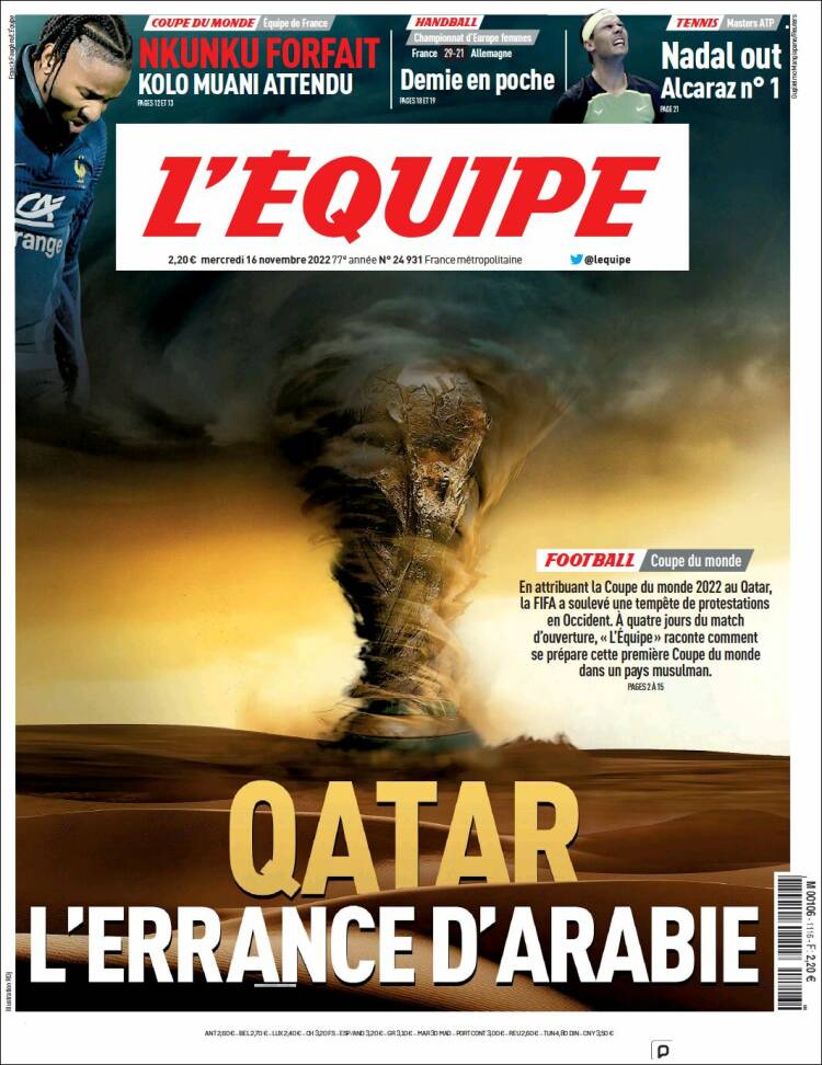 Portada de L'Equipe (France)