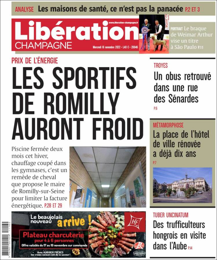 Portada de Libération Champagne (Francia)