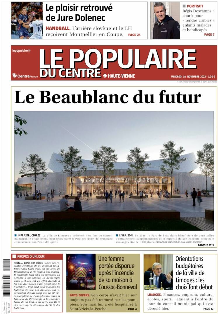 Portada de Le Populaire du Centre (Francia)