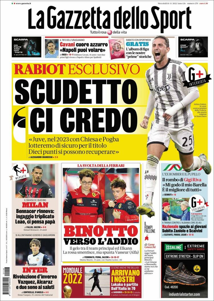 Portada de La Gazzetta dello Sport (Italy)