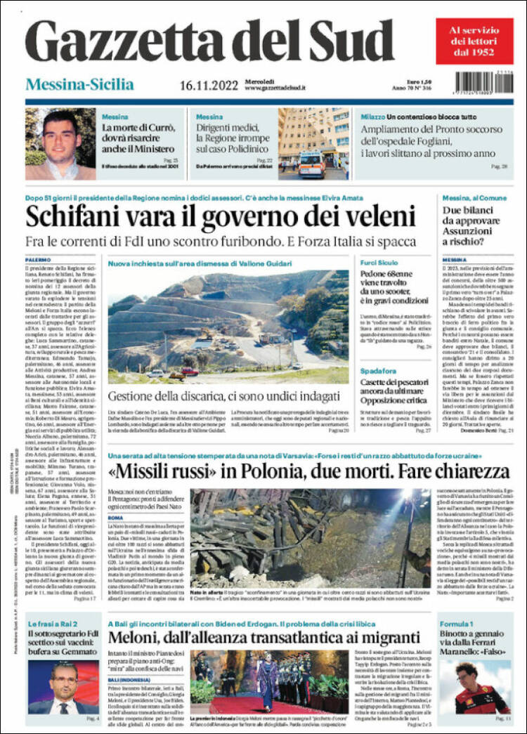 Portada de Gazzetta del Sud (Italy)