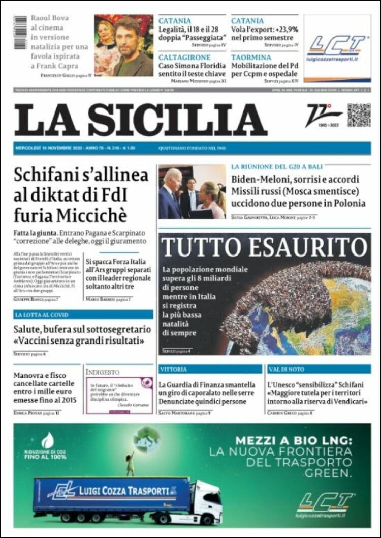 Portada de La Sicilia (Italy)