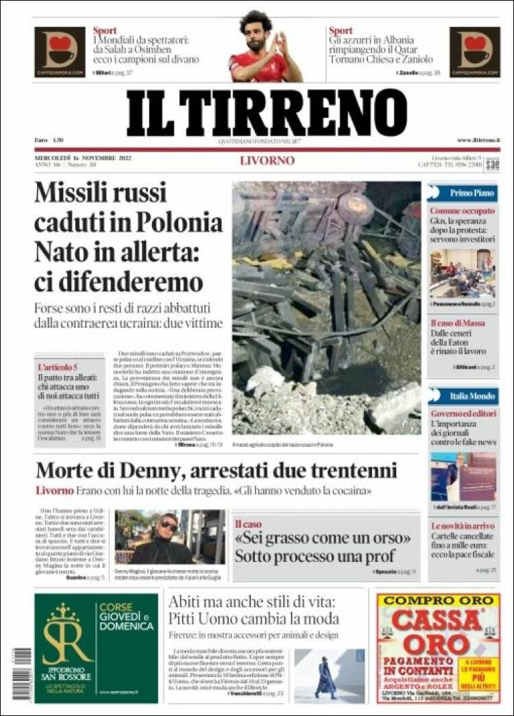 Portada de Il Tirreno (Italy)