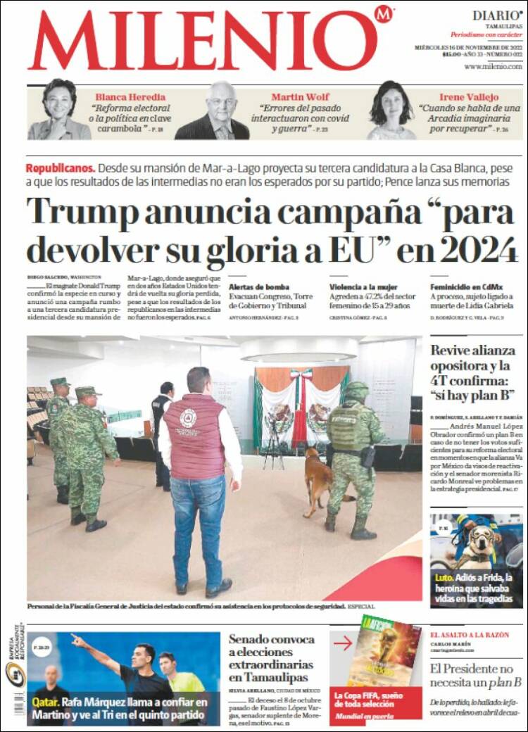 Portada de Milenio - Tamaulipas (México)