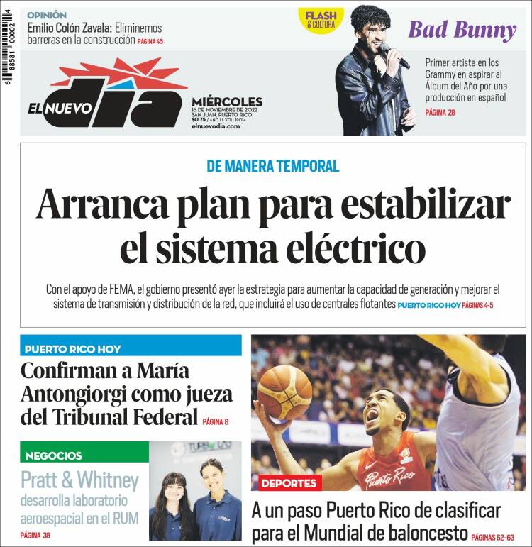 Portada de El Nuevo Día (Puerto Rico)