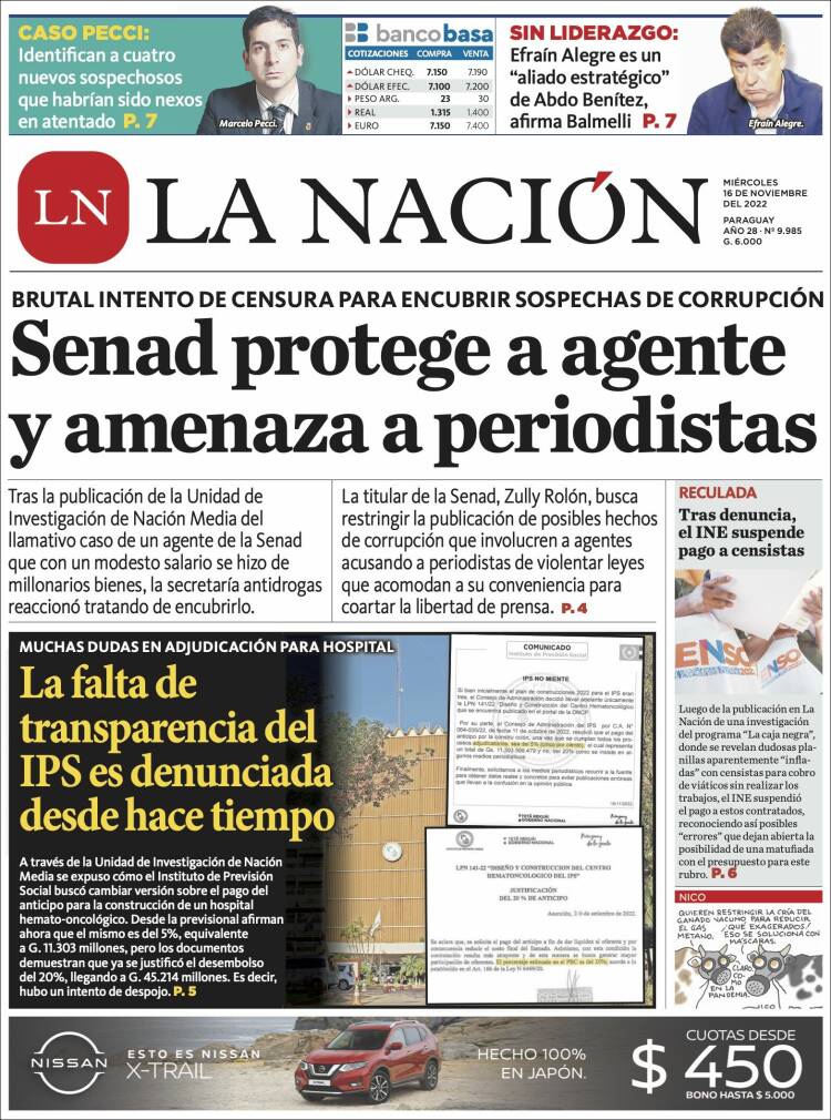 Portada de La Nación (Paraguay)