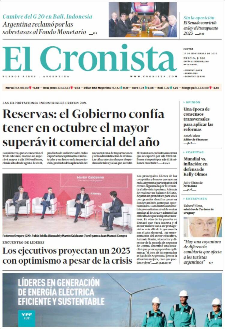 Portada de El Cronista Comercial (Argentina)