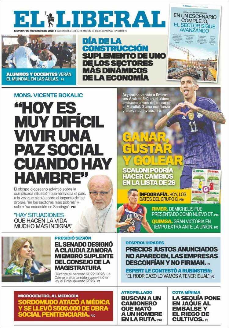 Portada de Diario El Liberal (Argentina)