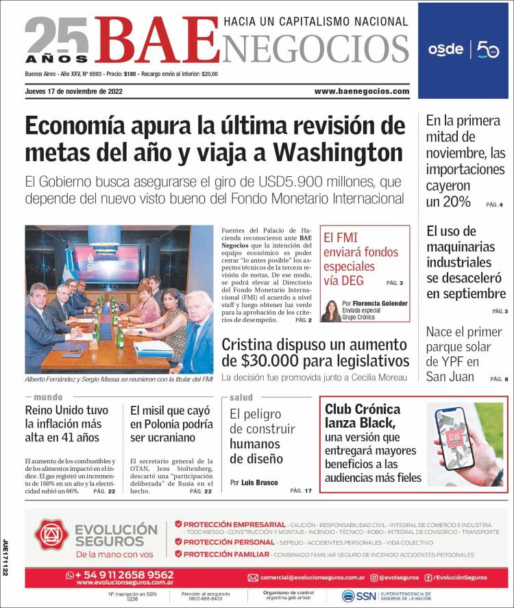 Portada de Buenos Aires Económico (Argentina)