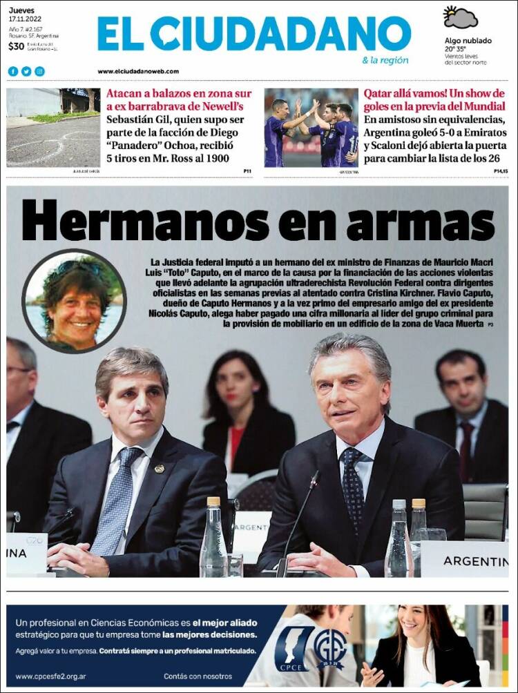 Portada de Diario El Ciudadano (Argentina)