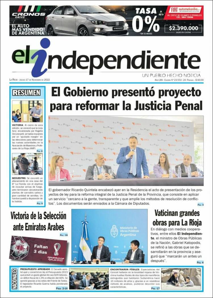 Portada de El Independiente (Argentina)