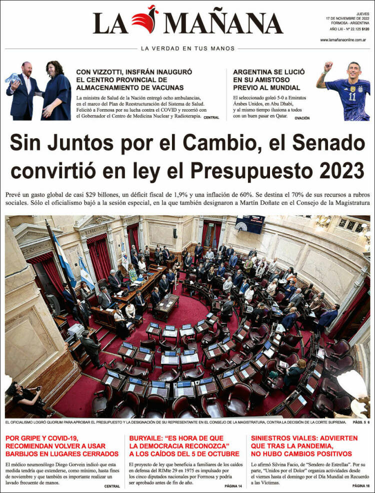 Portada de Diario La Mañana (Argentina)