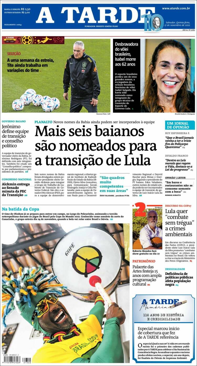 Portada de Diário A Tarde (Brasil)