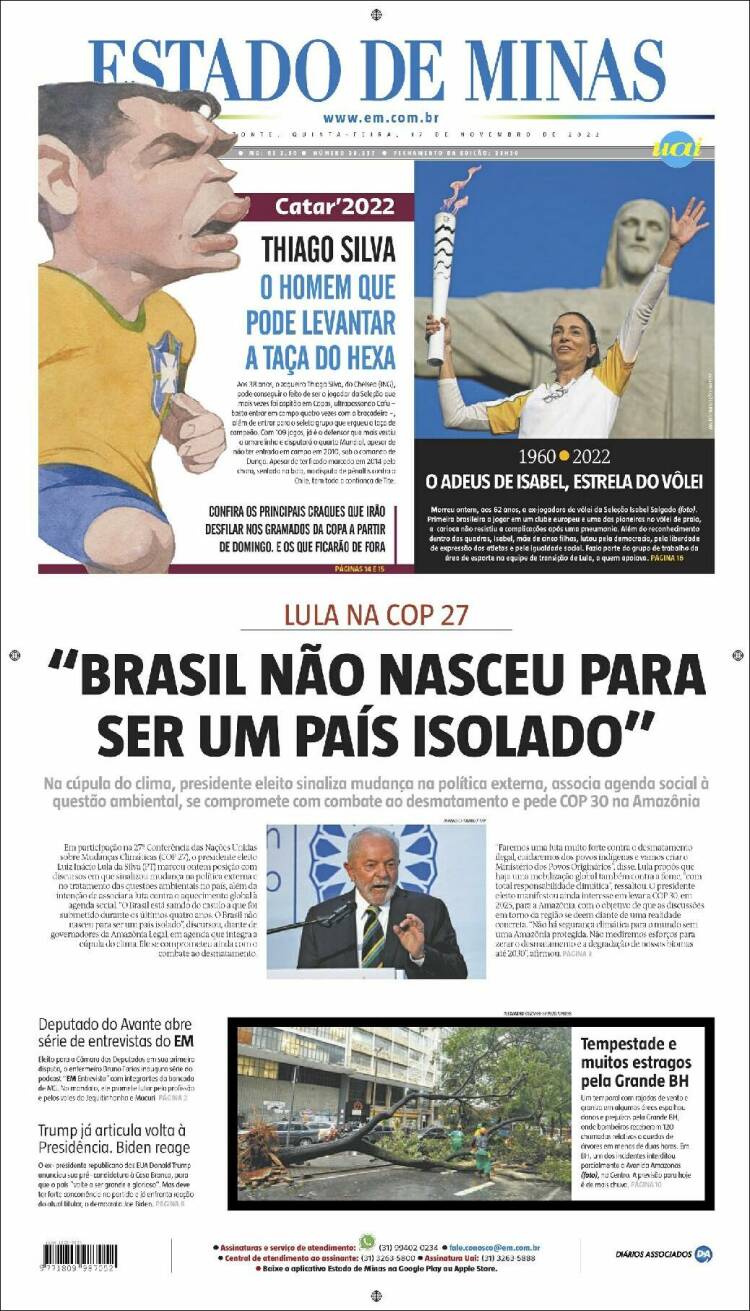 Portada de Jornal Estado de Minas (Brasil)