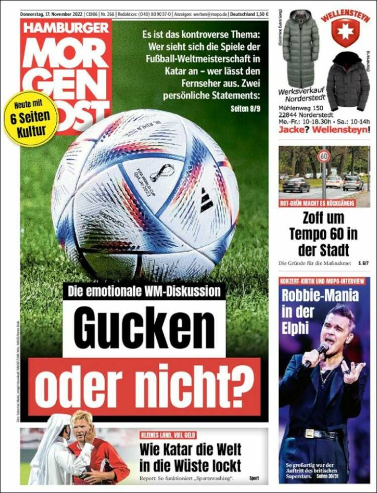 Portada de Hamburger Morgenpost  (Alemania)
