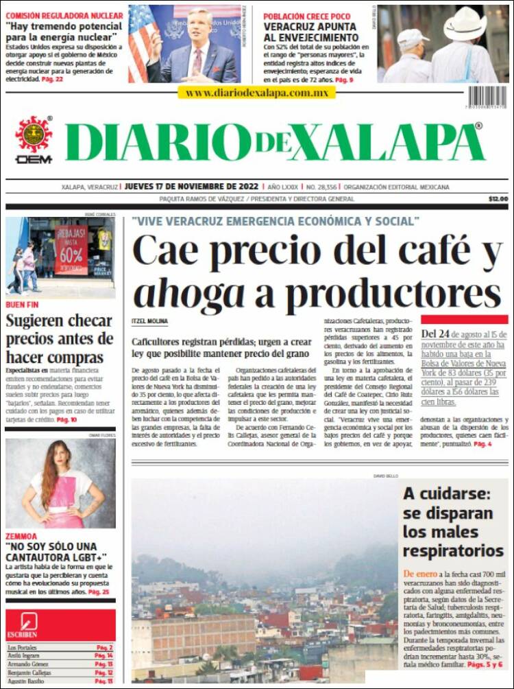 Portada de Diario de Xalapa (Mexico)