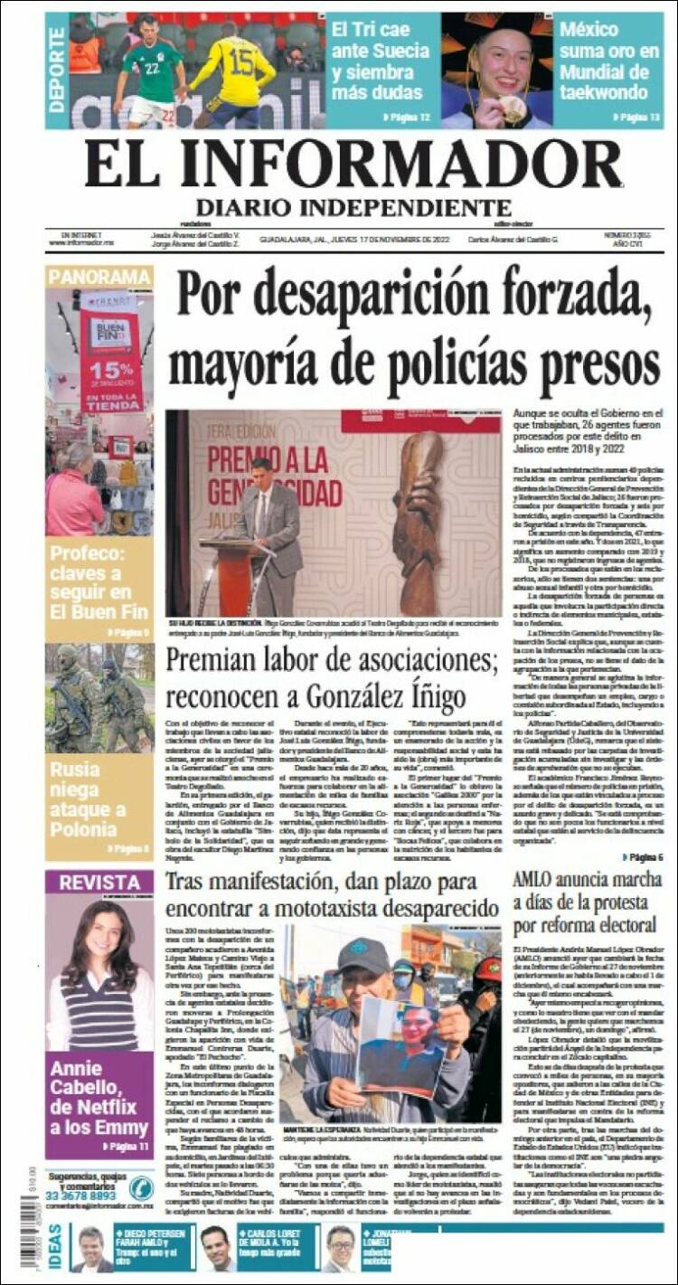 Portada de El Informador (Mexico)