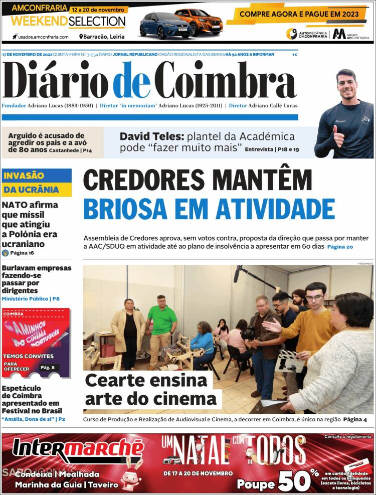 Portada de Diário de Coimbra (Portugal)