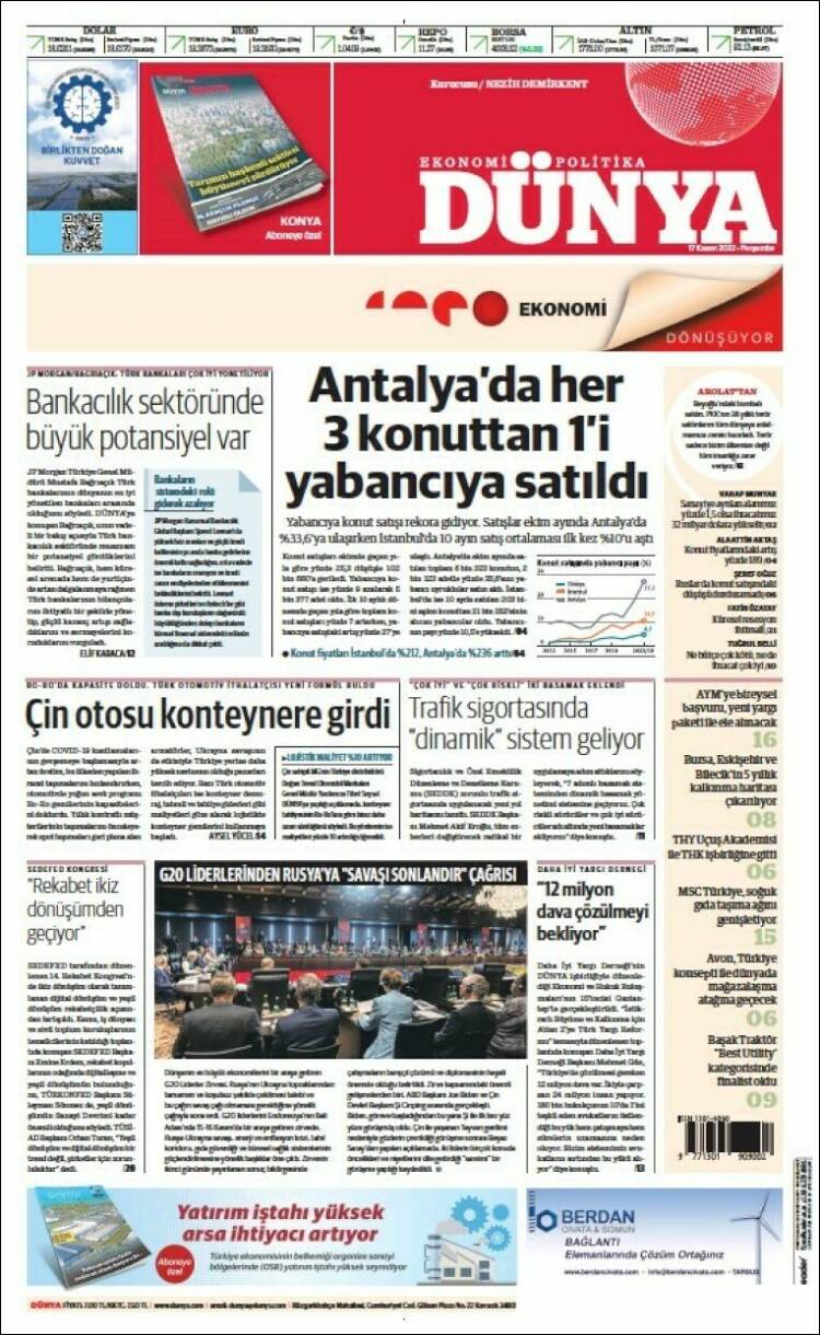 Portada de Dünya (Turqu&iacute;a)